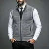 Colete de malha masculino outono e inverno transfronteiriço, espessado e forrado com fleece, com gola alta, colete suéter sem mangas, peça externa