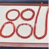 Alternativa a la Ágata Roja del Sur, Pulsera de Abalorios Estilo Vintage de Corte Recto, Pulsera Rojo Caqui, Pulsera de Abalorios Redondos de Jade Similar al Cuarzo, Cuentas de Ábaco