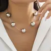 Europa y Estados Unidos joyería transfronteriza collar punk redondo exagerado cadena de collar cadena de cuentas geométricas calientes collar con cuentas para mujer