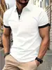 Nuevo Modelo Transfronterizo de Comercio Exterior Impresión Digital 3D Color Sólido Cuello Camisero Manga Corta Camisa Polo Casual de Negocios Ropa para Hombre