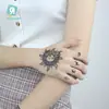 Adesivos de Tatuagem para Costas da Mão Mandala com Padrões Retrô, Adesivos de Tatuagem Florais Exóticos da Moda