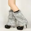 Meias de pelúcia imitação de raposa para outono e inverno botas longas com estampa de leopardo protetor de perna de tubo alto de pele de raposa quente feminino