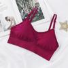 Nova chegada Sutiã com bojo sem costura e fivela traseira, com bojo e base sem aro, cor sólida, roupa íntima esportiva para mulheres