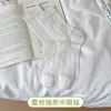 Meias Brancas Doces de Cano Médio para Mulheres, Meias de Seda Finas Respiráveis em Malha para Primavera e Verão com Renda, Estilo Japonês