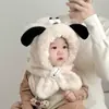 Gorro y Bufanda para Bebé Todo en Uno Otoño e Invierno Niños Bufanda de Cuello de Dibujos Animados Gorro de Felpa Gorro a Prueba de Viento con Protección para Orejas para Niños y Niñas