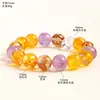 Pulsera Flor de Ágata Roja Natural con Pan de Oro y Cristal Amarillo Pulsera Multicolor Lavanda para Mujer Pulsera de Cristal de Doble Punta Venta al por Mayor Dropshipping