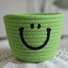 Cesta de almacenamiento de escritorio tejida de cuerda de algodón con cara sonriente, tejida a mano con cuerda de algodón, para guardar llaves, caja organizadora de artículos diversos de cabecera transfronteriza