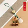 Bolsa Flor de Lótus Cordão para Celular Corrente para Celular Pingente Bodhi Lótus Chaveiro Pingente Fofo e Requintado para Homens e Mulheres Madeira de Pêssego