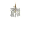 Lámpara Colgante Pequeña de Cristal de Lujo Ligero de Cobre Puro Estilo Vintage Americano para Restaurante, Dormitorio, Mesita de Noche, Entrada, Balcón y Vestidor
