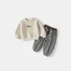 Conjunto de Sudadera para Niños Primavera y Otoño Unisex Bebé Pantalones de Chándal Rayados Suave Transpirable Conjunto de Dos Piezas para Exteriores