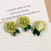 Horquillas de resina con forma de hoja verde y flor rosa de colores brillantes, para pendientes, accesorios de joyería DIY, venta al por mayor