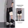 Pantalones casuales holgados de retazos retro americanos para hombre, marca de tendencia primavera y otoño, talla grande, pierna ancha recta, con un precio de 69.9