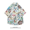 Camisa Floral Retro Vintage Estilo Hong Kong de Manga Corta Diseño Estilo Tailandés Hawaiano Camisa de Marca Atractiva de Moda para Hombres y Mujeres