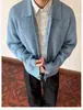 Suéter de Tricô Simples Retrô Estilo Academia Japonesa Masculino Outono Inverno Preguiçoso Solto Versátil Cardigã com Gola Peça de Exterior