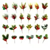 Agujas de Pino Artificiales, Bayas Navideñas, Bayas Rojas de Espuma, Piñas Naturales, Bayas Rojas Artificiales, Decoración para el Hogar, Exclusivamente para Suministro Transfronterizo