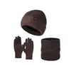 Conjunto de Invierno para Hombre de Punto Transfronterizo con Gorro, Bufanda y Guantes, Adecuado para Cabezas Grandes, Gorro de Lana Engrosado con Forro de Felpa