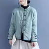 Nuevo abrigo de algodón bordado chino de invierno con cuello mao abotonado retro y cierre frontal, chaqueta de algodón estilo chino