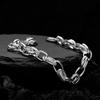 S2041 Pulsera de Cadena Texturizada Minimalista Estilo Coreano Combinable Plata Esterlina S925 Oro Blanco Hecha a Mano Laminada para Mujer