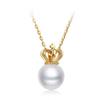 Collar de plata de ley s925 con forma de corona para mujer, colgante de perla, estilo coreano transfronterizo Wanmei, estilo japonés y coreano, combina con todo, collar de soporte vacío DIY, joyería
