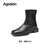 Botas Martin Augusden para Mujer 2026 Nuevas Botas Chelsea Chimney de Otoño e Invierno Botas Negras Cortas de Suela Gruesa con Forro de Lana