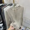 Camiseta Básica Suave tipo Cera Cuello Redondo 2024 Nueva para Mujer Primavera, Otoño e Invierno Ajustada de Tencel con Mascarilla Ropa Interior
