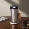 Termo de Titanio Puro con Cuerda para Llevar, Taza de Café de Titanio de Lujo Ligero de Gama Alta para Coche, Taza de Titanio Antibacteriana y Conservante de Frescura, Tapa de Taza con Resorte