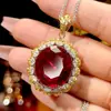 Novedad Más Vendida Joyería Huabi Base de Cobre Chapado en Oro Corindón Sintético Conjunto de Joyería Europeo y Americano Piedra Principal 18*20