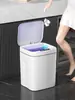 Lixeira Inteligente Touchless de 14L com Tampa, Lixeira Branca, Lixeira com Sensor a Pilha para Banheiro, Cozinha, Quarto e Escritório