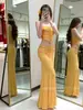 Maiô Tie-dye puro desejo sem costas com gola halter para mulheres design moderno cintura marcada justo sexy saia longa biquíni com fenda