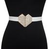 Novo Estilo Cinto Casual Feminino Decoração Strass Incrustado Fivela de Coração Faixa Elástica Elástica Cinto Pequeno Cinto Pronto para Venda