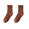 Meias de Urso Femininas Meia de Cano Médio Primavera Outono e Inverno Veludo Espessadas Quentes Meias de Toalha Meias de Algodão Pretas Meias de Cano Longo Terry