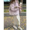 Ajuste holgado, moderno, casual, versátil, chaqueta corta de algodón morada para mujeres petite, nuevo abrigo Otoño/Invierno 2026