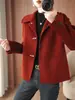 Abrigo de lana de doble cara para mujer, estilo corto para figuras petite, nuevo modelo otoño e invierno 2026, versátil top de color liso, elegante abrigo de lana
