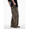 Pantalones Cargo Camuflados de Montaña para Hombre, Pantalones Anchos Rectos Holgados, Pantalones de Paracaidista Modernos Americanos para Commuter