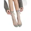 Sandalias y Calcetines de Estilo Coreano Dulce para Niña de Estilo Nuevo de Primavera con Lazos, Puntos Transparentes, Calcetines Deportivos para Exteriores de Seda de Vidrio