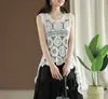 Chaleco Camisola de Ganchillo Personalizado para Mujer Vestido Largo Combinado con un Top de Punto Versátil sin Mangas Calado de Ganchillo
