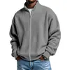 Sitio web independiente transfronterizo europeo y americano ropa de hombre, moda vintage estilo americano para hombre, chaqueta sencilla de color liso con tejido gofrado, cuello alto, con cremallera