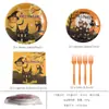 Plato de Cena Temático de Halloween Transfronterizo Decoración de Fiesta de Fantasmas Plato de Papel Desechable Vaso de Papel Set de Vajilla Suministros