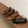 Primeiro Encontro com os Sapatos Mary Jane Estilo Francês com Estampa de Leopardo para Mulheres, com Salto Escondido, Tira Cruzada e Sola Rasa