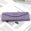 Suministro de fábrica estuche triangular plegable para gafas de lino portátil caja de almacenamiento para gafas estuche para gafas de miopía