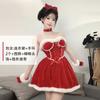 Lingerie Sexy Fantasia Sexy de Natal Ano Novo Camisola Vermelha Robe Externo Traje para Performance de Palco para Mulheres 6488