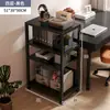 Estantería de Escritorio de Pie Estante de Almacenamiento de Piso Estante de Almacenamiento de Acero y Madera Multicapa Móvil con Ruedas Estante Librero Simple