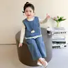 Conjunto de Mezclilla para Niñas Primavera y Otoño 2026 Nuevo Elegante Moda Infantil Casual Primavera Conjunto de Tres Piezas Moderno