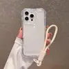 Em Estoque, Novo Produto Sul-Americano Transfronteiriço Mais Vendido, Adequado para Ip16Pro Capa de Celular Transparente Três-em-Um com Airbag e Alça de Pulso