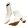 Outono/Inverno 2025 Novo Estilo Francês Salto Alto Plataforma Ultra Alto Botas de Cano Curto Tamanho Grande Bico Fino em Estoque Botas de Tornozelo Transfronteiriças