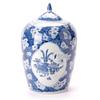 Jarrón de cerámica antiguo de ciruela helada azul y flor, maceta de cerámica de estilo chino, adorno decorativo para sala de estar, pasillo, maceta de cerámica para arreglos florales