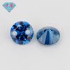 Huagang Gema Taladro de Doble Orificio Redondo Zircón Azul Marino Profundo Piedra Sintética Blanca Arete Pulsera con Piedra DIY Piedra Principal