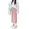 Falda Negra con Abertura para Mujer en Otoño e Invierno Nuevo Estilo Pana Elegante de Cintura Alta Ajustada Falda Versátil de Línea A de Longitud Media