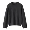 Nuevo Suéter de Punto para Mujer 2026 Otoño/Invierno, Mezcla de Hilo de Lana Tencel, Cuello Redondo, Manga Larga, Suave y Holgado, Top Base