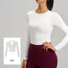 Traje de Yoga Juyi Tang Espalda Bonita con Cordón para Mujer Manga Larga Ajustado con Copas Integradas Alta Elasticidad Top Deportivo de Fitness Otoño/Invierno